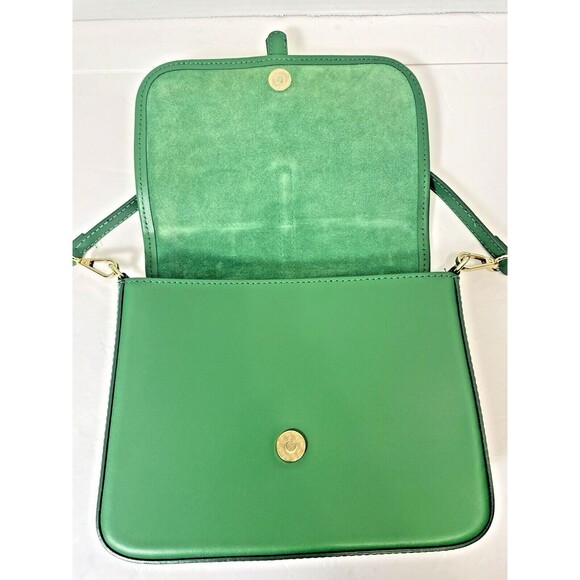 Valentina Fiore Genuine Leather Made in Italy Green  Crossbody Shoulder Handbag - Picture 5 of 16